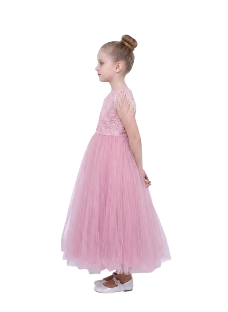 بيداني Pink Feather Accented Party Gown