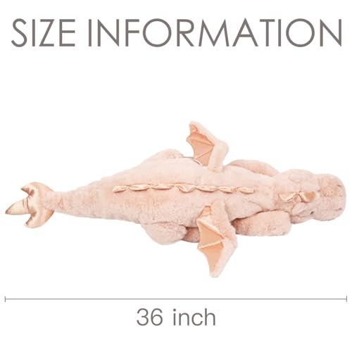 ARELUX Large 36in Cute Dragon Stuffed Animals Plush Toy Soft Pink Pterosaur Plushie Giant Fuzzy Dinosaur Pillow Plushies with Wings Cuddly for Friends Family Member - Image 5