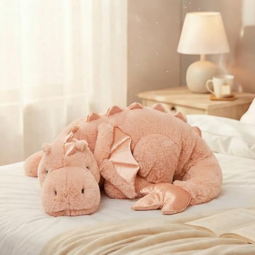 ARELUX Large 36in Cute Dragon Stuffed Animals Plush Toy Soft Pink Pterosaur Plushie Giant Fuzzy Dinosaur Pillow Plushies with Wings Cuddly for Friends Family Member - Image 1