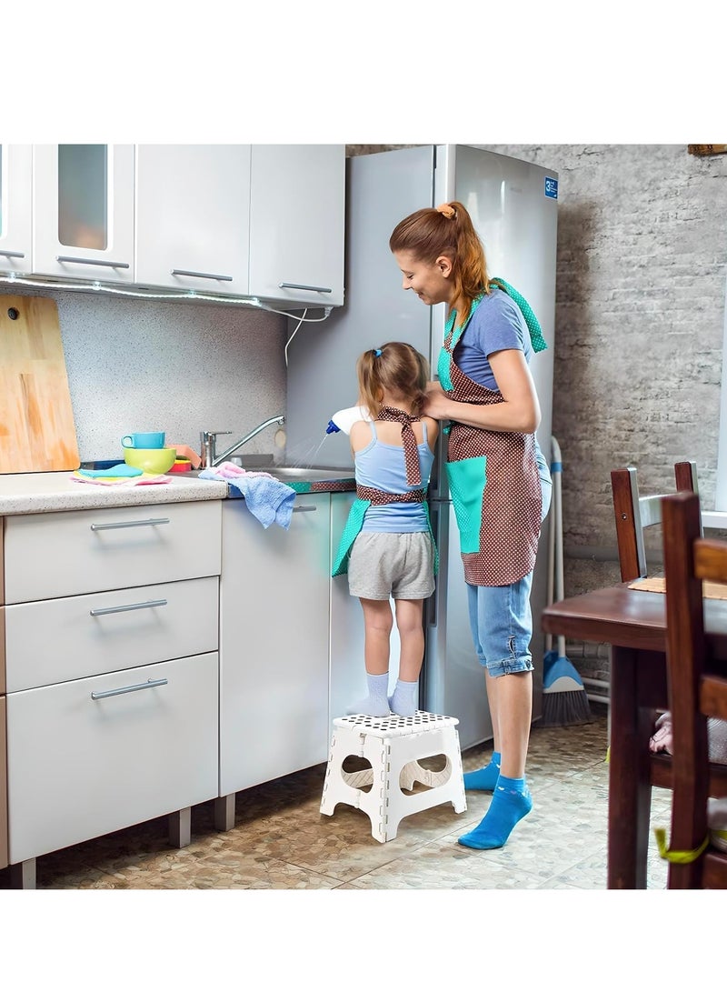 DURKU Folding Step Stool Foot Stool with 9 Inch Height, Foldable Plastic Stool for Kitchen, Bathroom, Garden, Indoor, Holds Up to 300 lbs (White) - Image 5