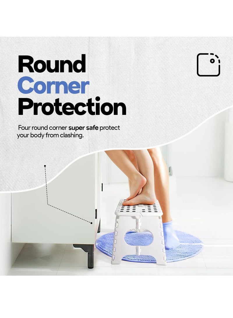 DURKU Folding Step Stool Foot Stool with 9 Inch Height, Foldable Plastic Stool for Kitchen, Bathroom, Garden, Indoor, Holds Up to 300 lbs (White) - Image 4