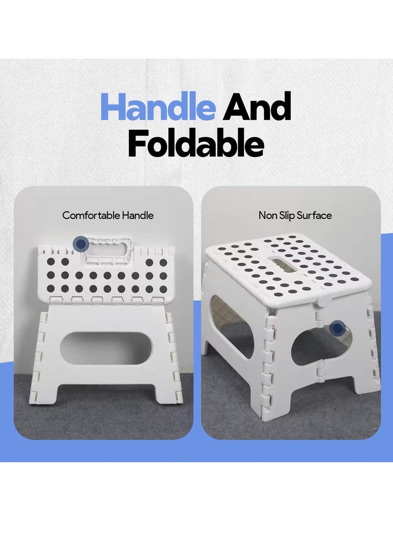 DURKU Folding Step Stool Foot Stool with 9 Inch Height, Foldable Plastic Stool for Kitchen, Bathroom, Garden, Indoor, Holds Up to 300 lbs (White) - Image 3