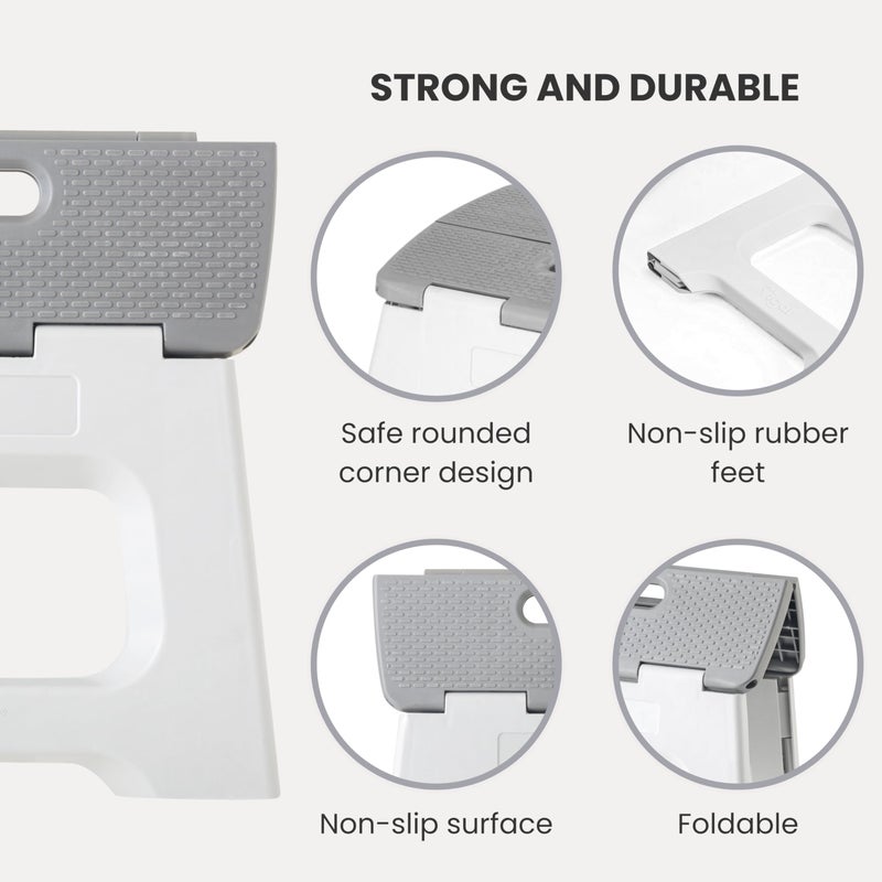 Vigar Compact Step Stool Foldable, 9-inch Step Stools for Adults up to 330 Pound, Lightweight Stool, Non-Slip Folding Step Stool, Gray - Image 4