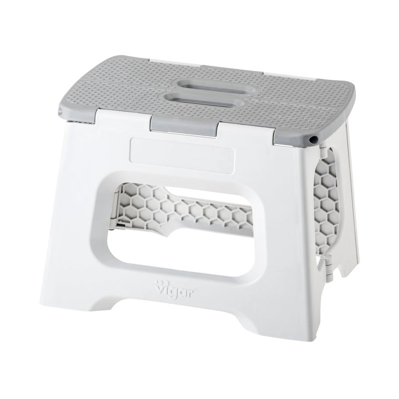 Vigar Compact Step Stool Foldable, 9-inch Step Stools for Adults up to 330 Pound, Lightweight Stool, Non-Slip Folding Step Stool, Gray - Image 1