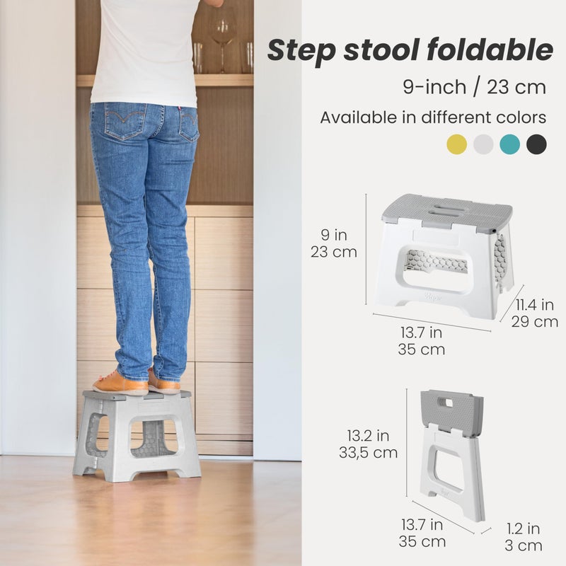 Vigar Compact Step Stool Foldable, 9-inch Step Stools for Adults up to 330 Pound, Lightweight Stool, Non-Slip Folding Step Stool, Gray - Image 2