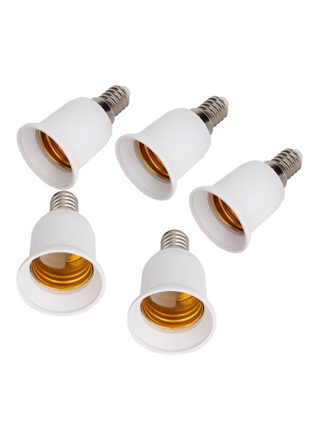 Loquat 5-Piece Base Screw Bulb Holder Adapter Set White/Gold 8x19centimeter - Image 1