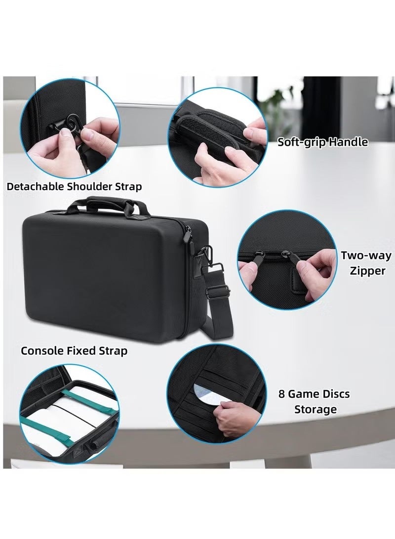 هيكوموني حقيبة محمولة لوحدة التحكم بس 5 سليم، حقيبة واقية صلبة لوحدة التحكم بلاي ستيشن 5 سليم ديسك/ديجيتال أسود - Image 4