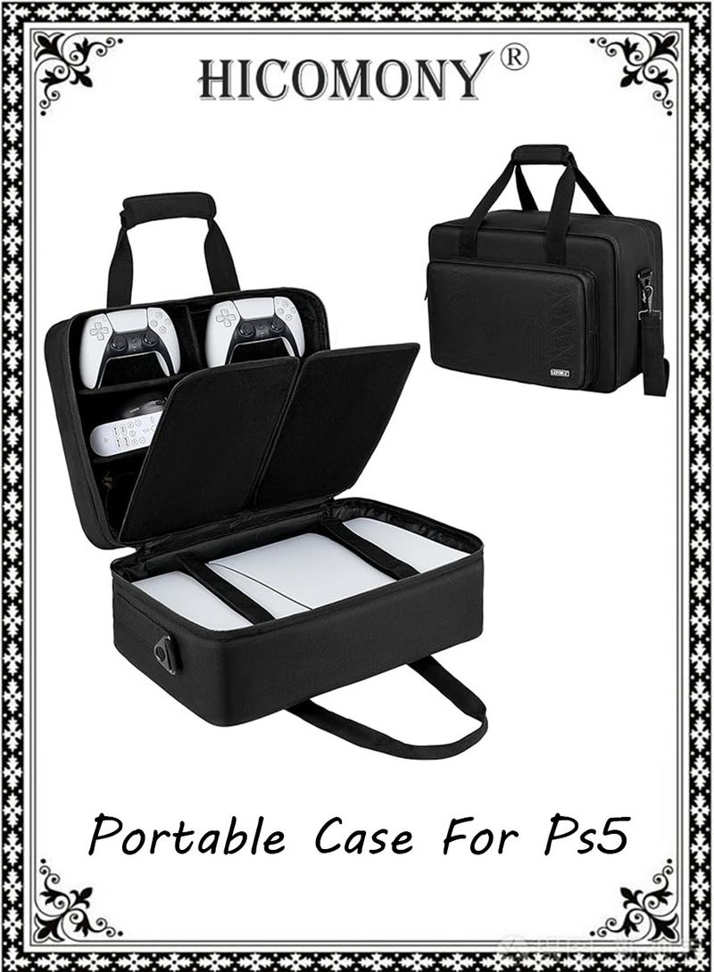 هيكوموني حقيبة محمولة لوحدة التحكم بس 5 سليم، حقيبة واقية صلبة لوحدة التحكم بلاي ستيشن 5 سليم ديسك/ديجيتال أسود - Image 1