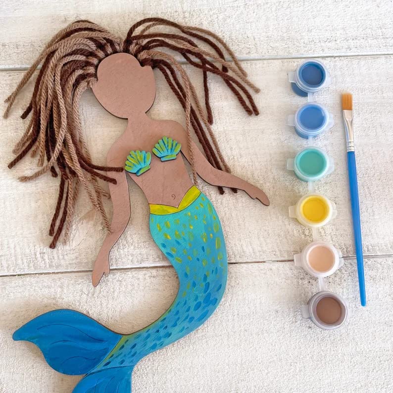 Haoser Mermaid Self-Portrait Craft Kit - Drawing Kit For Kids - Mermaid Theme Birthday Gift Pack Of 5, Multicolor - Image 4