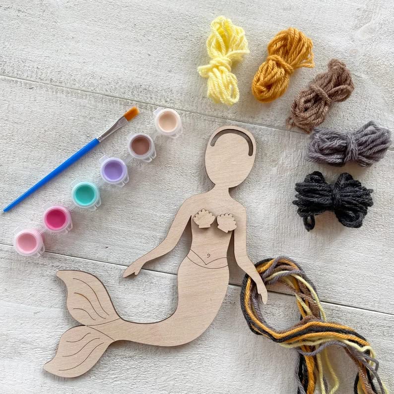 Haoser Mermaid Self-Portrait Craft Kit - Drawing Kit For Kids - Mermaid Theme Birthday Gift Pack Of 5, Multicolor - Image 3