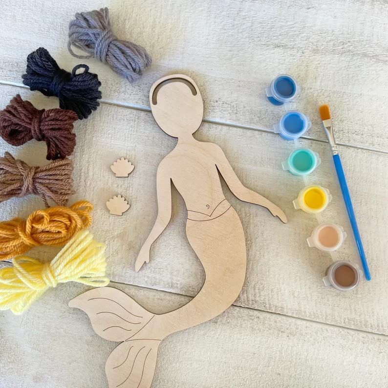 Haoser Mermaid Self-Portrait Craft Kit - Drawing Kit For Kids - Mermaid Theme Birthday Gift Pack Of 5, Multicolor - Image 2