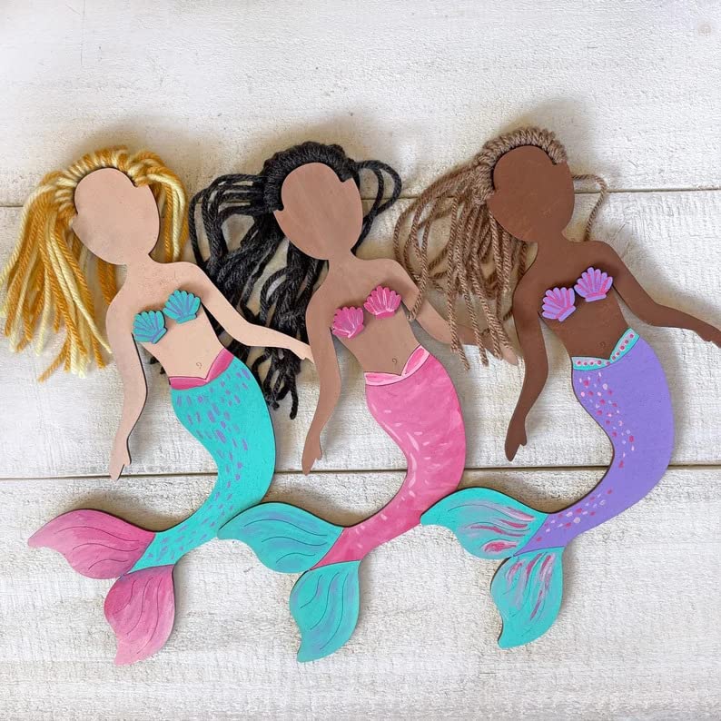 Haoser Mermaid Self-Portrait Craft Kit - Drawing Kit For Kids - Mermaid Theme Birthday Gift Pack Of 5, Multicolor - Image 5