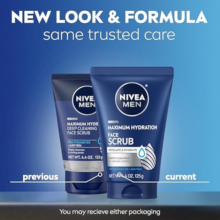 NIVEA MEN Maximum Hydration Deep Cleaning Face Scrub With Aloe Vera, 3 Pack of 4.4 Oz Tubes - Image 2