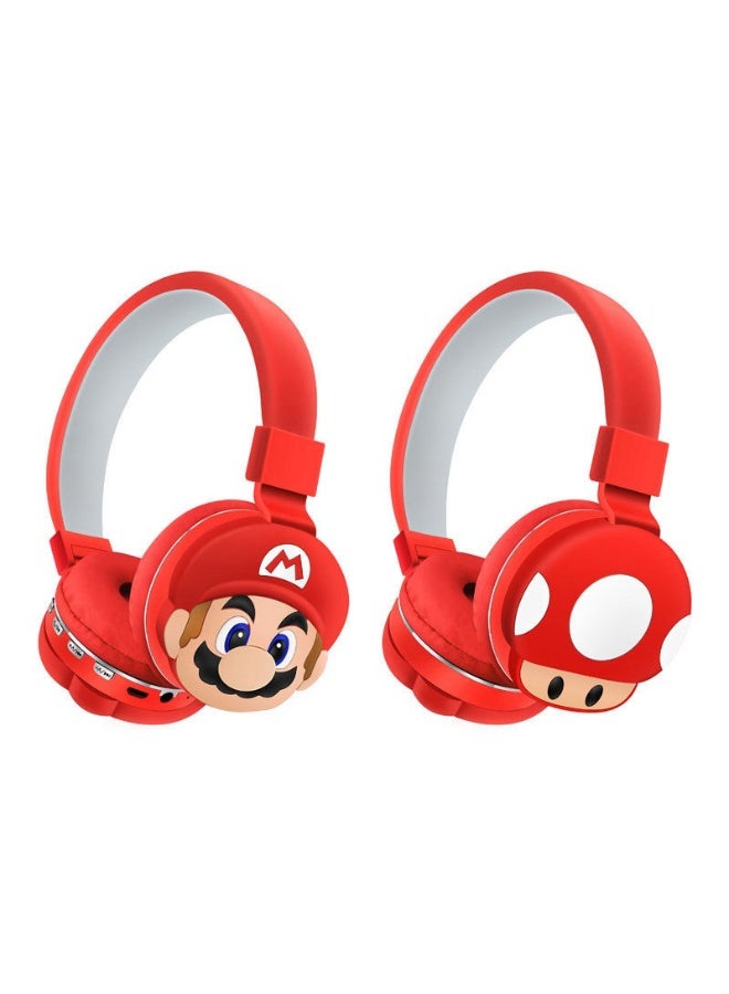 ماريو سماعات رأس لاسلكية بنمط ماريو الأحمر للأطفال ، سماعات قابلة للطي للحد من ضوضاء الأطفال ، مناسبة لسماعات الاستريو للأطفال لبطاقات TF والهواتف المحمولة والأجهزة اللوحية - Image 2