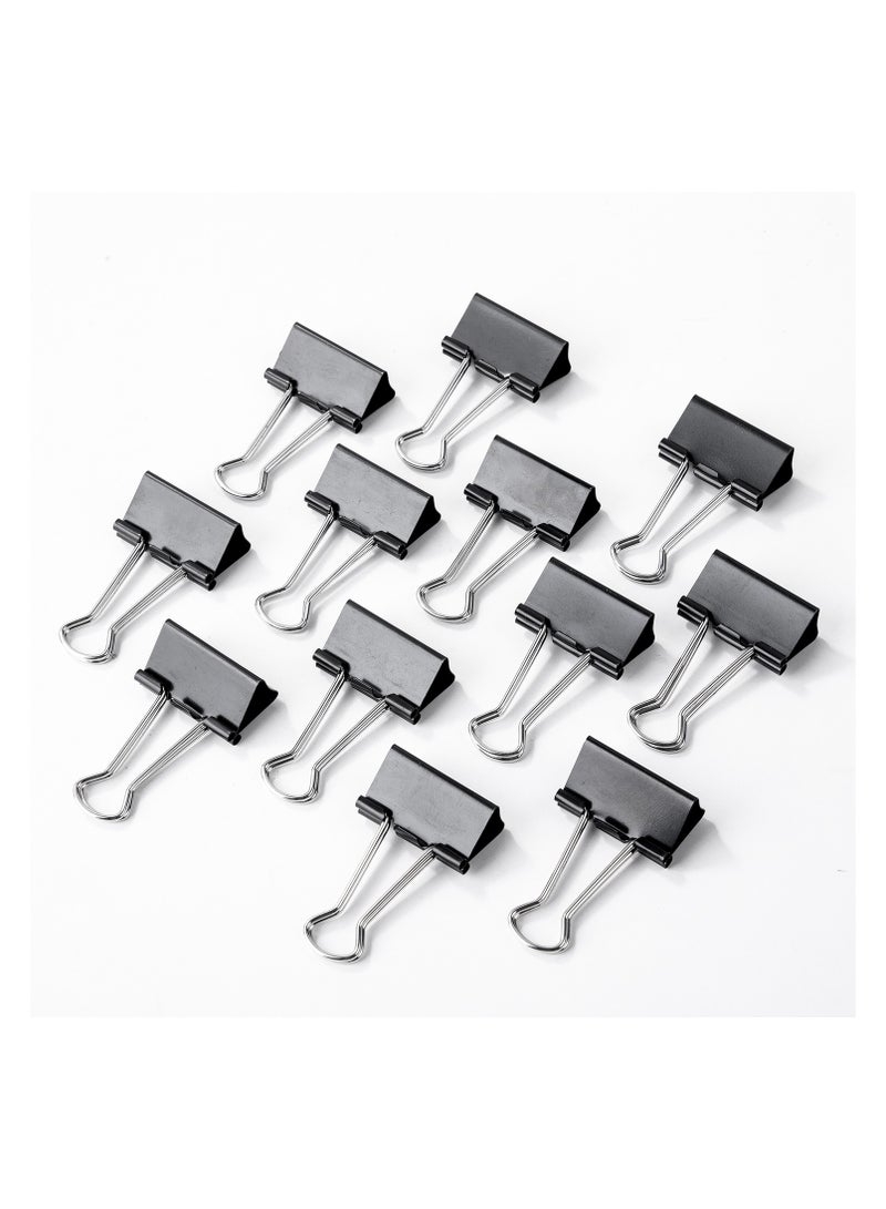 Deli E38563 12 pcs Binder Clips 32mm, Black, Rust-Resistant Electrophoresis Coating - Image 2