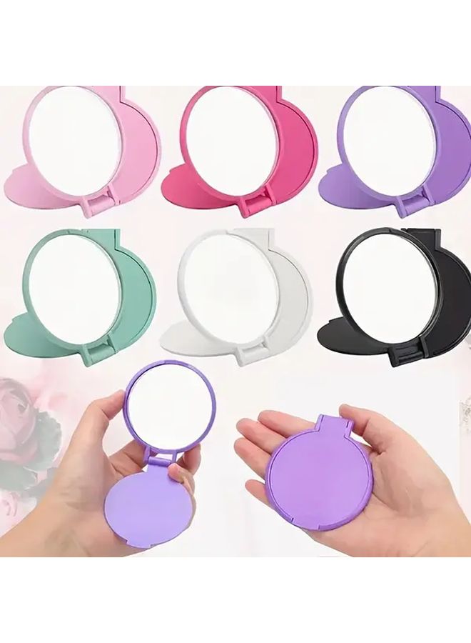Purple 8pcs Foldable Portable Handheld Mirrors with Polished Glass for Makeup Travel Dorm - Image 1