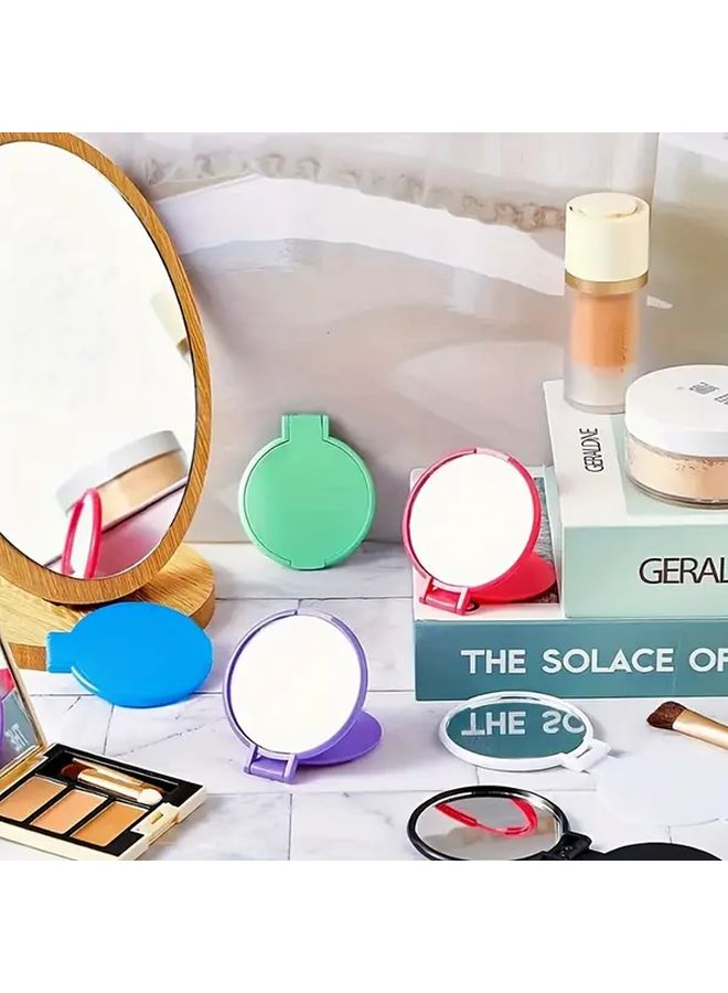Purple 8pcs Foldable Portable Handheld Mirrors with Polished Glass for Makeup Travel Dorm - Image 2
