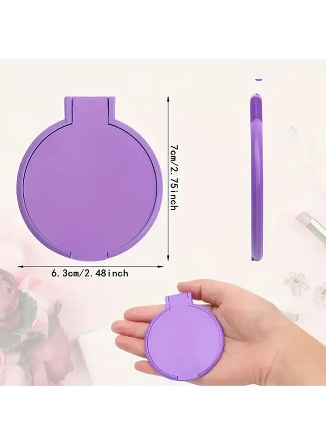 Purple 8pcs Foldable Portable Handheld Mirrors with Polished Glass for Makeup Travel Dorm - Image 4