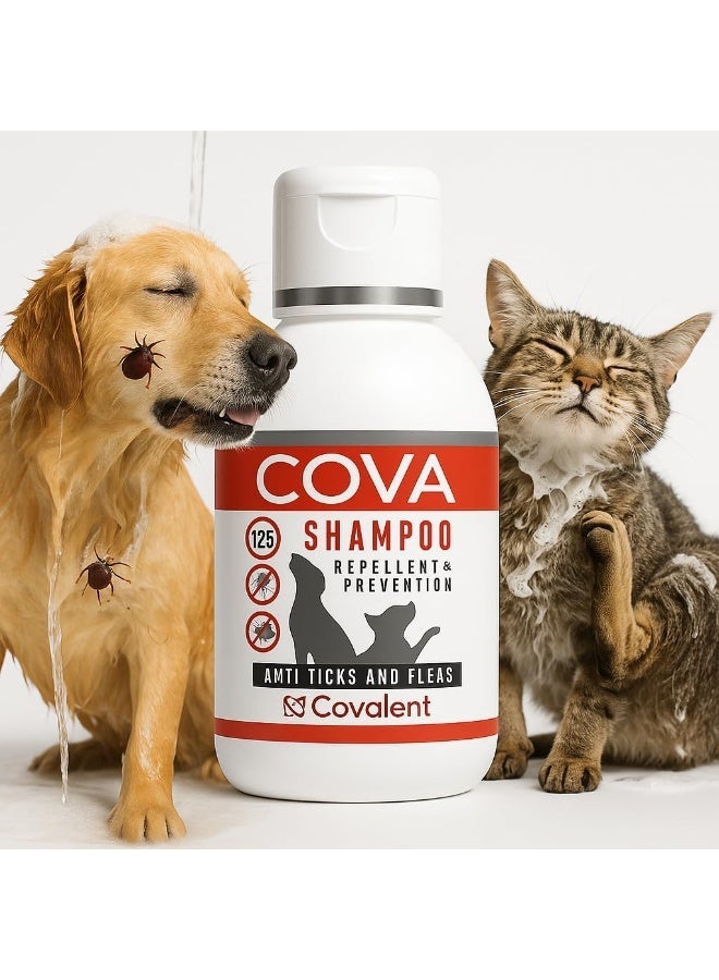 كوفا شامبو بيطري لعلاج القراد والبراغيث للقطط والكلاب بطبقة حماية فائقة الترطيب من كوفا (125 مل) - Image 1