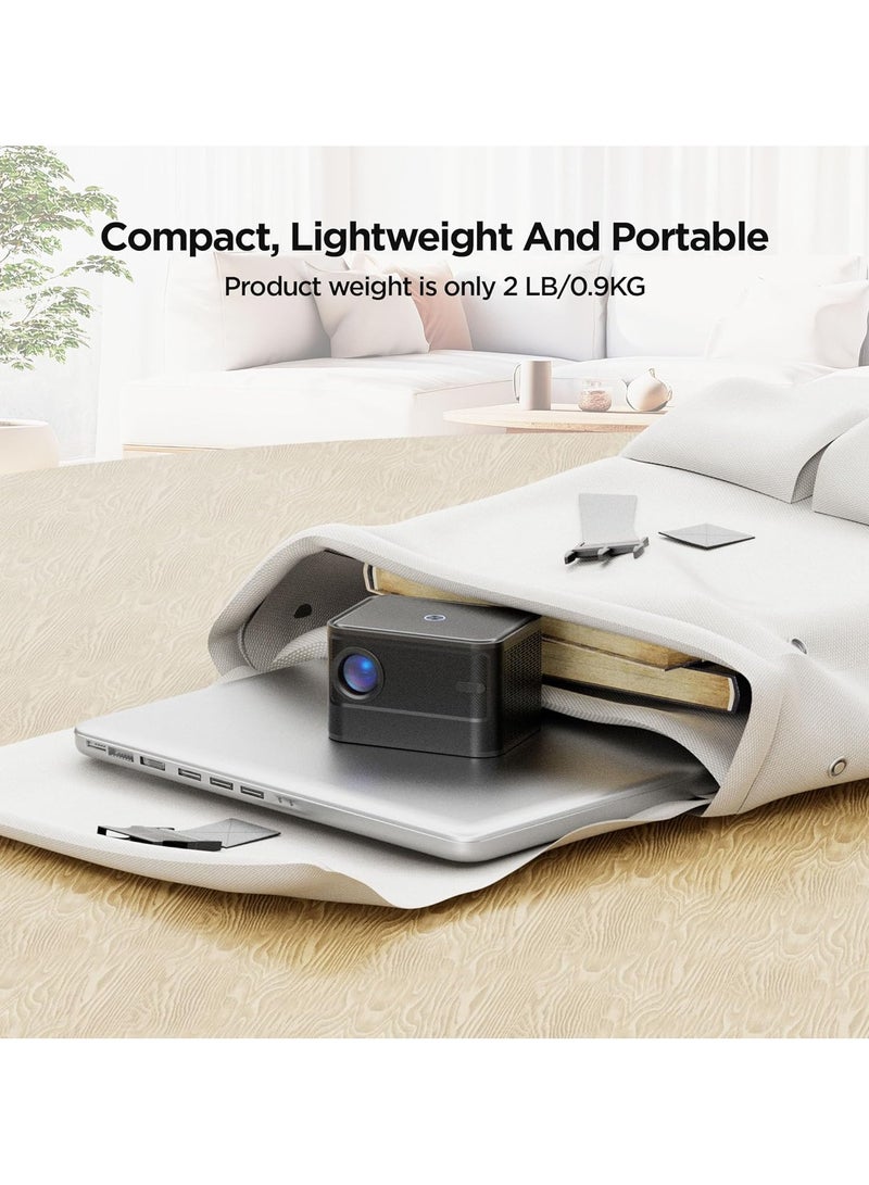 بروجكتور ذكي بخاصية التركيز الأوتوماتيكية، نظام أندرويد مدمج، تقنية تصحيح الانحراف، دقة FHD 1080P، واي فاي 6، دعم بلوتوث، سينما منزلية 150ANSI، مناسب لأجهزة الأندرويد وiOS واللاب توب والتابلت. - Image 3