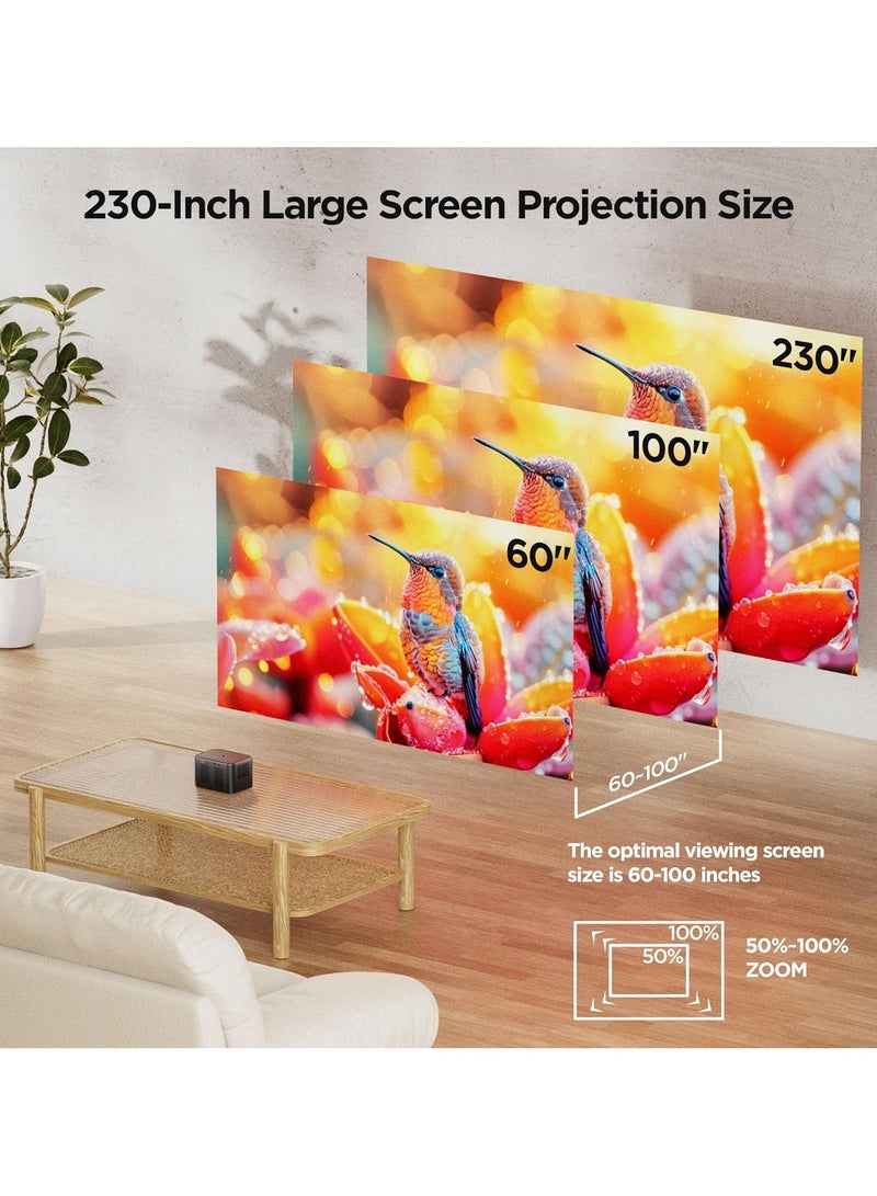 بروجكتور ذكي بخاصية التركيز الأوتوماتيكية، نظام أندرويد مدمج، تقنية تصحيح الانحراف، دقة FHD 1080P، واي فاي 6، دعم بلوتوث، سينما منزلية 150ANSI، مناسب لأجهزة الأندرويد وiOS واللاب توب والتابلت. - Image 2