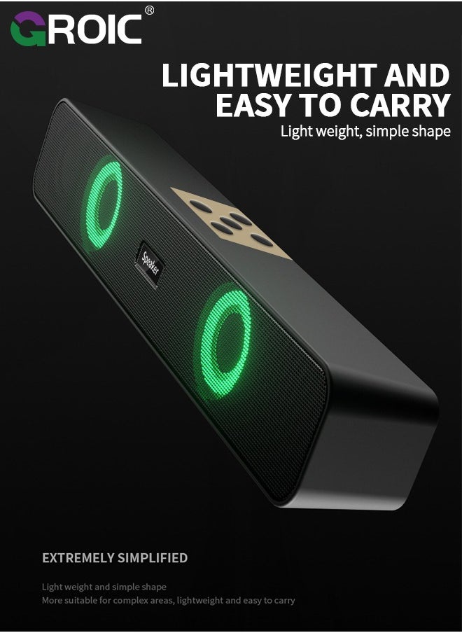 GROIC - Computer Speakers Desktop Soundbar HiFi Stereo Audio RGB Mini Sound Bar External Speaker with Bluetooth AUX-in Wired USB Powered Volume Control for PC Laptop Tablets Monitor - Image 1