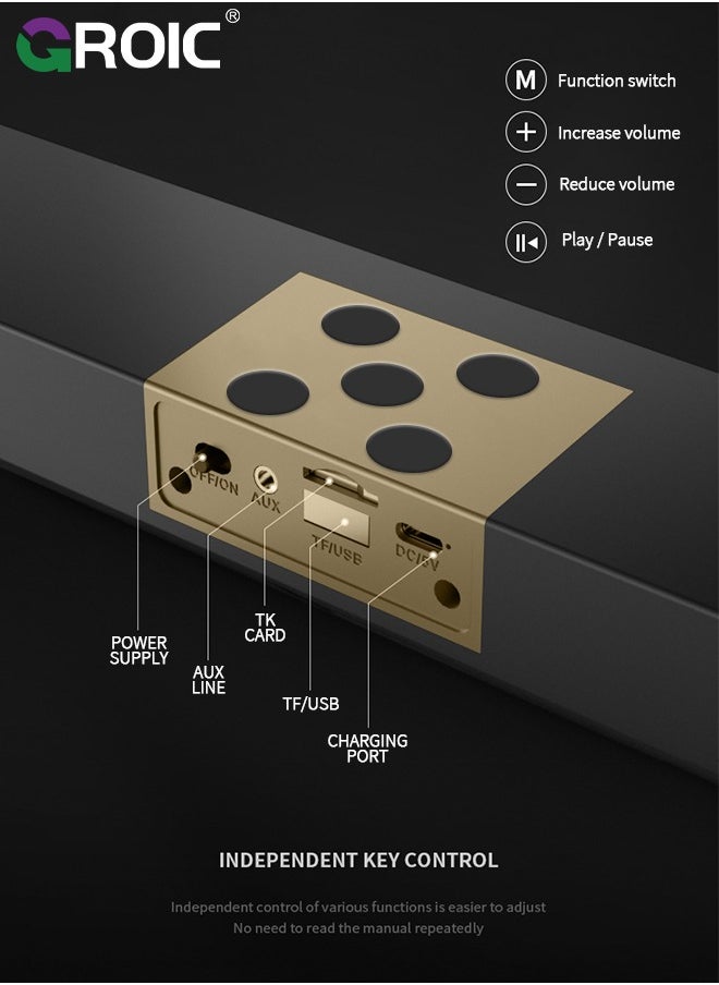 GROIC - Computer Speakers Desktop Soundbar HiFi Stereo Audio RGB Mini Sound Bar External Speaker with Bluetooth AUX-in Wired USB Powered Volume Control for PC Laptop Tablets Monitor - Image 1