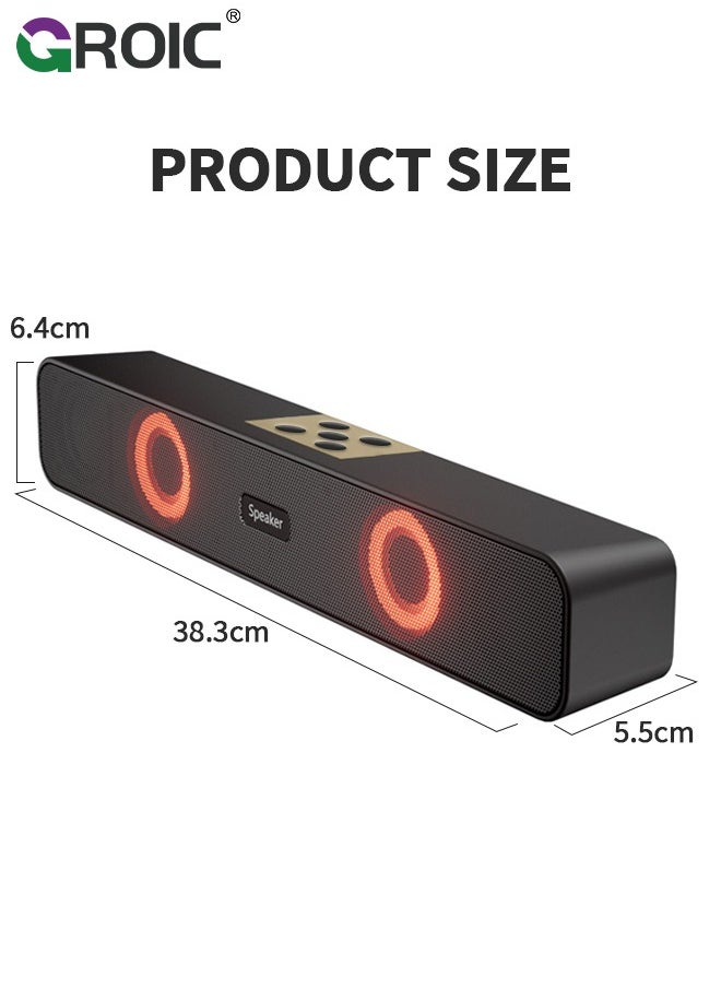 GROIC - Computer Speakers Desktop Soundbar HiFi Stereo Audio RGB Mini Sound Bar External Speaker with Bluetooth AUX-in Wired USB Powered Volume Control for PC Laptop Tablets Monitor - Image 1