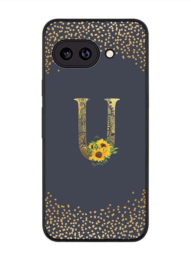 Stylizedd For Google Pixel 9a Case,Slim fit Camera Protection, Shockproof Thin Phone cover  - Custom Floral Monogram - U  (Grey )