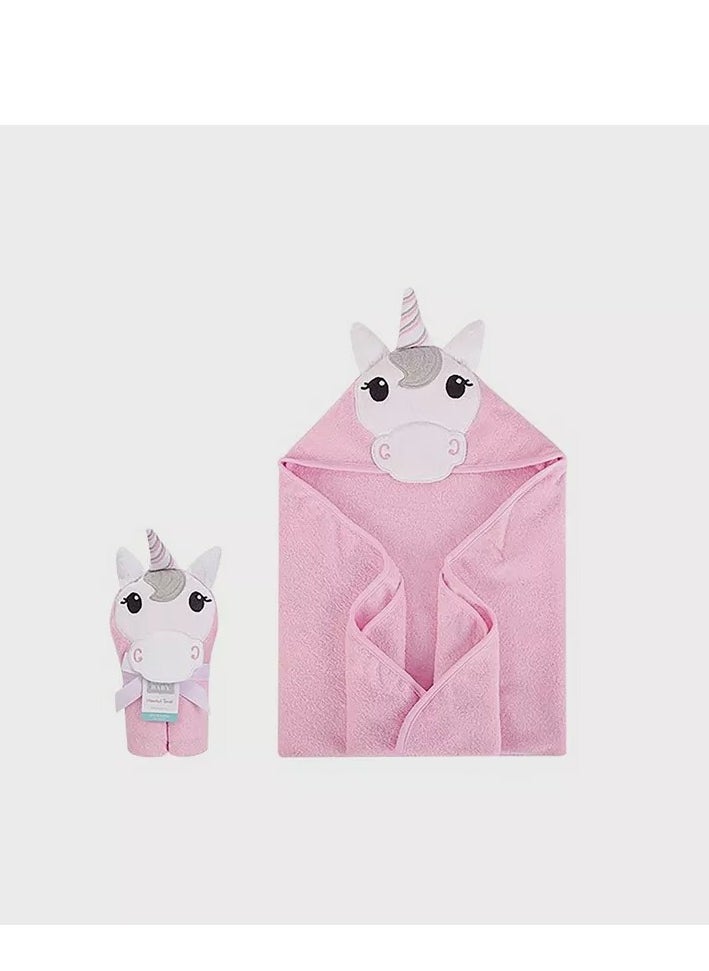 hudson baby Hudson Baby Animal Hooded Towel Woven Terry, Unicorn  - Image 1