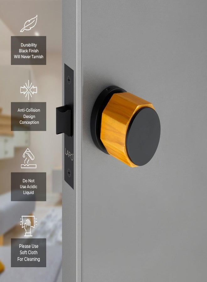 LAPO Superior Brass Bathroom Door Lock | Stylish Black Finish Handleset with Baby Latch for Balcony, Storeroom & Office Doors | Exclusive Design & Superior Durability | 3 Years Warranty Ro-158 - Image 3