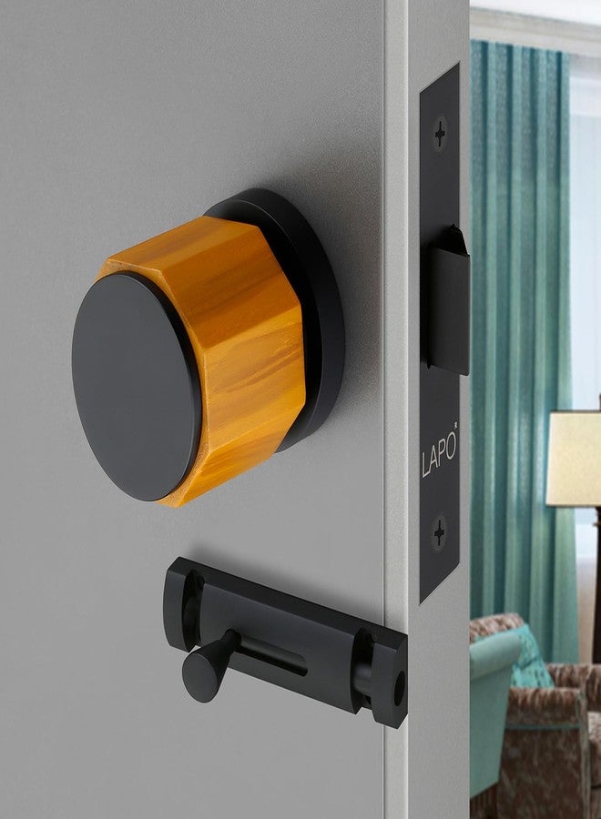LAPO Superior Brass Bathroom Door Lock | Stylish Black Finish Handleset with Baby Latch for Balcony, Storeroom & Office Doors | Exclusive Design & Superior Durability | 3 Years Warranty Ro-158 - Image 1