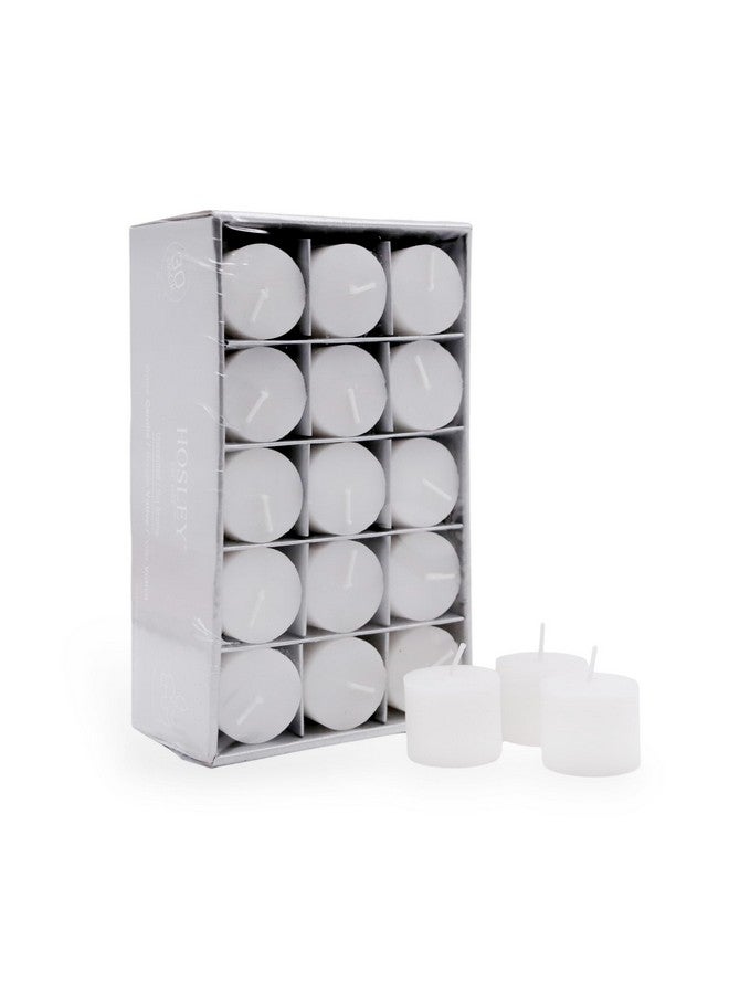 Hosley Set of 30 Unscented White Votive Candles - Bulk Pack, Clean-Burning, Long-Lasting 10-12 Hour Burn Time - Ideal for Weddings, Home Décor, Spa, and Events - Image 1