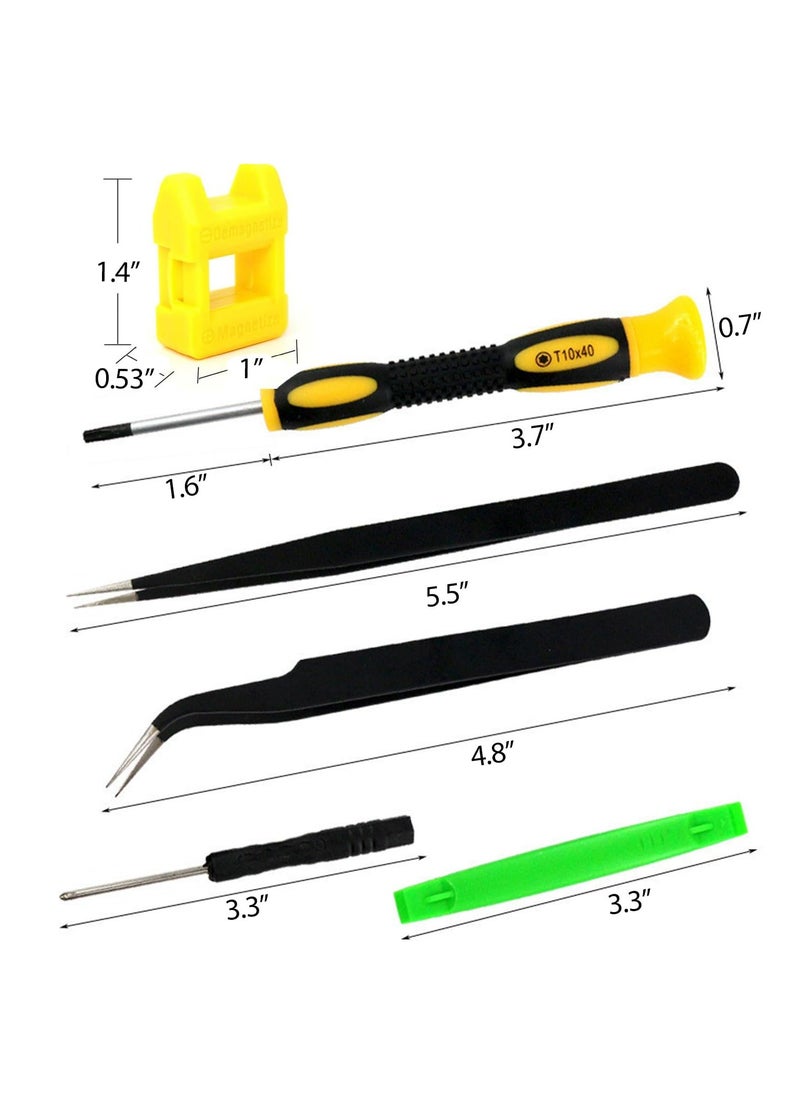 Screwdrivers Set, Screwdriver Set star Screwdrivers with T3 T4 T5 T6 T7 T8 T10, ESD Tweezers, Slotted Camera, Computer, and Repair Kit