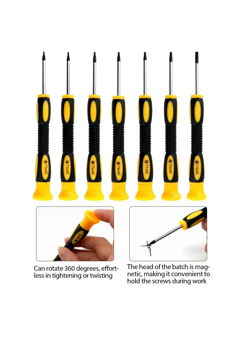 Screwdrivers Set, Screwdriver Set star Screwdrivers with T3 T4 T5 T6 T7 T8 T10, ESD Tweezers, Slotted Camera, Computer, and Repair Kit