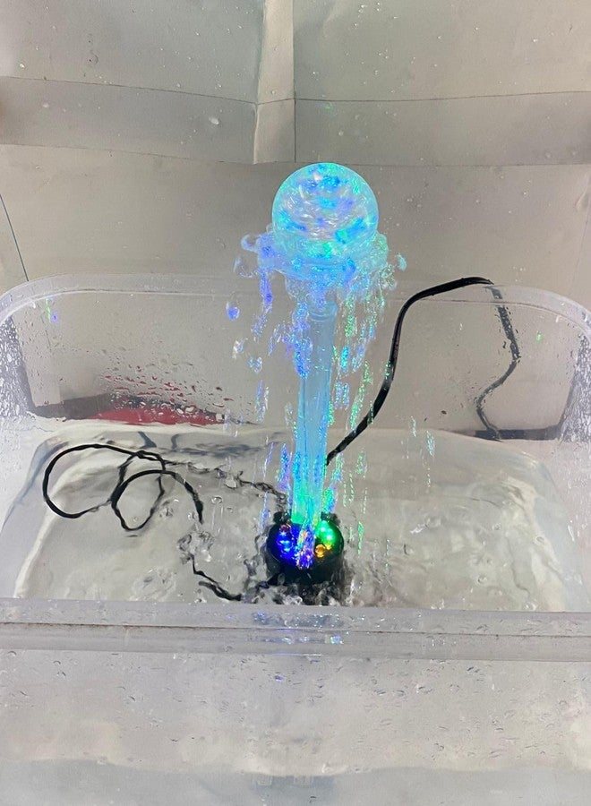 FLOJOY Asian Pumps & Machineries 10W Pump With 12 Led Bulb Ring Light Colour Changing Rotating Rain Shower Effect Water Pump Crystal Ball Fountain Set (Ac 220V) - Image 1