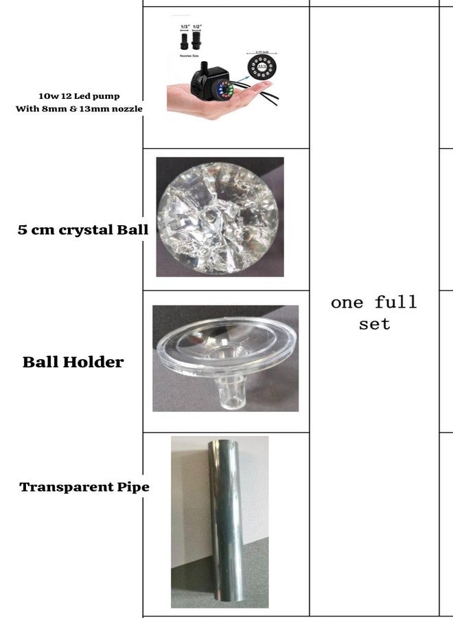 FLOJOY Asian Pumps & Machineries 10W Pump With 12 Led Bulb Ring Light Colour Changing Rotating Rain Shower Effect Water Pump Crystal Ball Fountain Set (Ac 220V) - Image 5