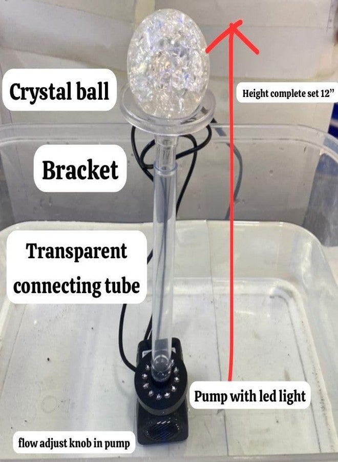 FLOJOY Asian Pumps & Machineries 10W Pump With 12 Led Bulb Ring Light Colour Changing Rotating Rain Shower Effect Water Pump Crystal Ball Fountain Set (Ac 220V) - Image 3
