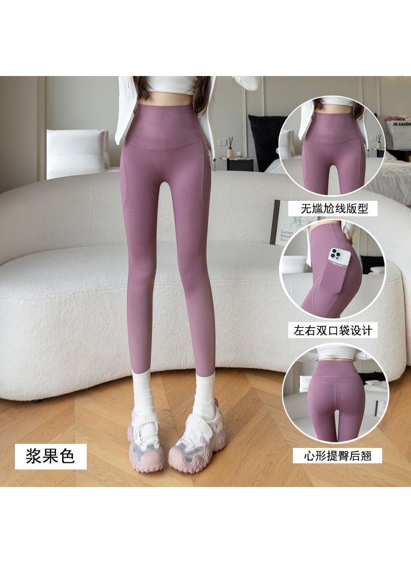 Generic New Shark Pants High Waist Yoga Leggings for Women soy sauce purple 