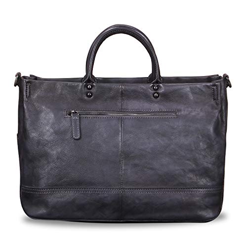 IVTG Genuine Leather Handbag for Women Vintage Handmade Top Handle Bag Crossbody Satchel Purse (Darkgray) Medium - Image 3
