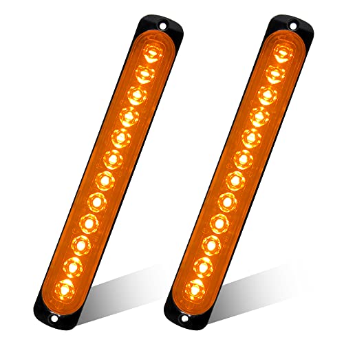 KaiDengZhe 2pcs 12LED Amber Led Light-Head Emergency Beacon Hazard Warning Light Flashing Strobe Light Bar Surface Mount for Construction Vehicle Car Truck Trailer 12-24V… - Image 1