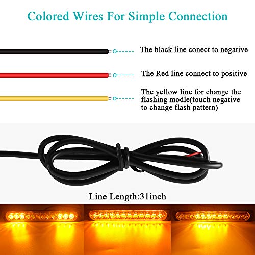 KaiDengZhe 2pcs 12LED Amber Led Light-Head Emergency Beacon Hazard Warning Light Flashing Strobe Light Bar Surface Mount for Construction Vehicle Car Truck Trailer 12-24V… - Image 4