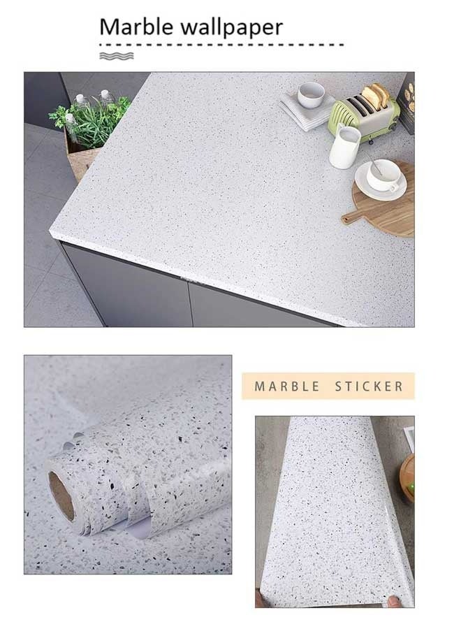 رَوَائِد ورق اتصال رخامي لامع أبيض – ورق جدران قابل للالتصاق للأسطح والخزائن، مقاوم للماء والخدش، سهل التركيب والتنظيف - Image 4