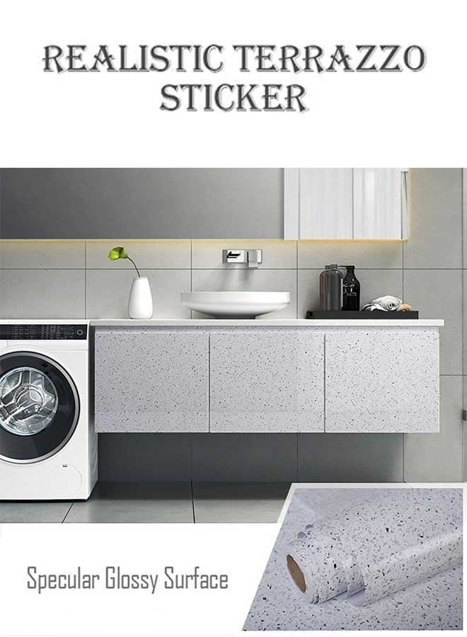 رَوَائِد ورق اتصال رخامي لامع أبيض – ورق جدران قابل للالتصاق للأسطح والخزائن، مقاوم للماء والخدش، سهل التركيب والتنظيف - Image 5