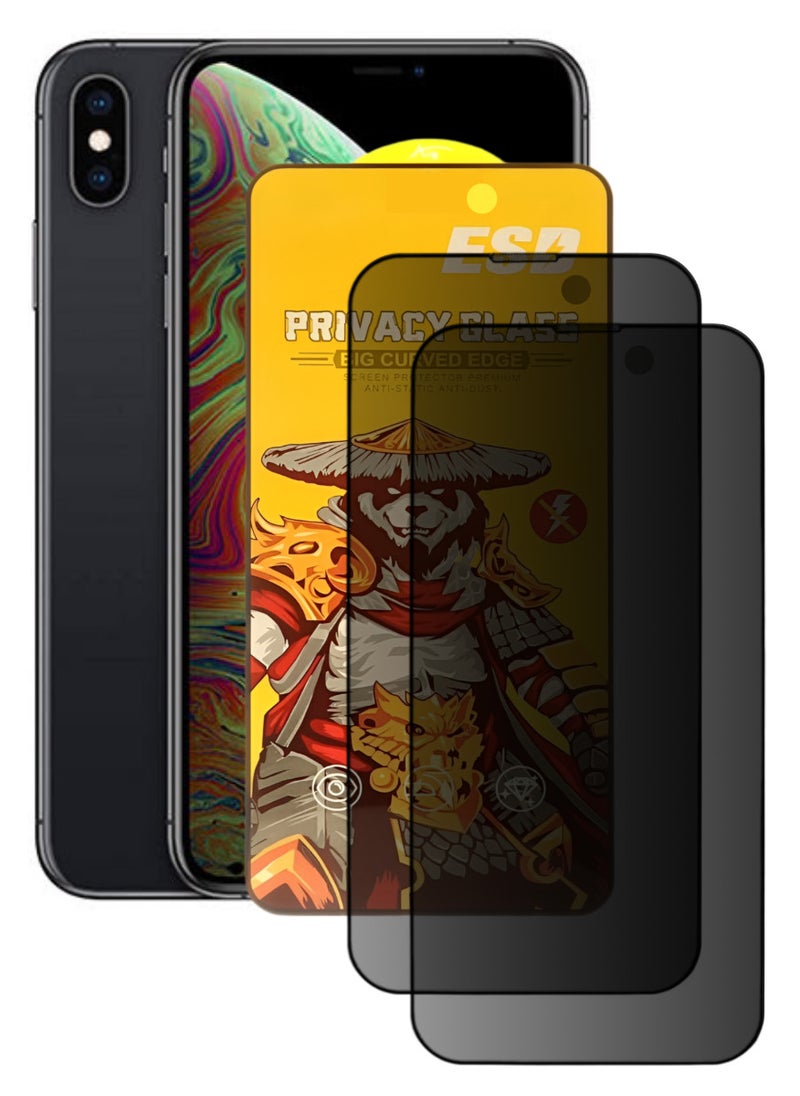 ESD 2 Pieces Tempered Dustproof Privacy Glass Screen Protector Compatible For iPhone XS Max - Image 1