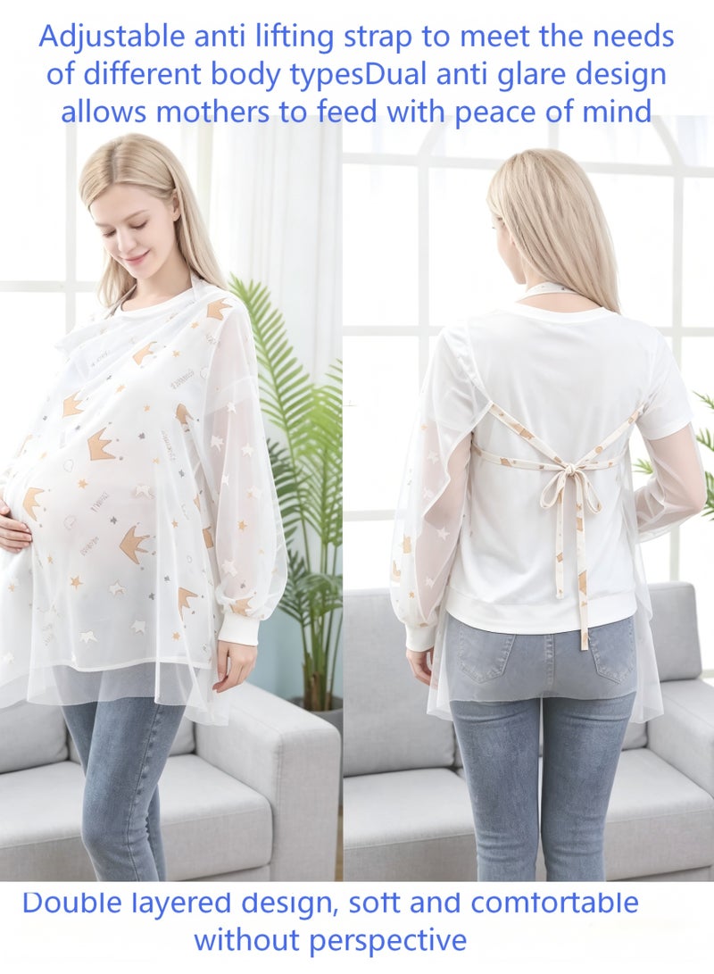 Double layer privacy nursing apron, multi-purpose nursing cover, machine washable nursing cover, suitable for outdoor use by mothers, mesh breathable nursing shawl! (Love Crown) - Image 3