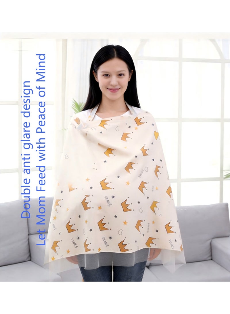 Double layer privacy nursing apron, multi-purpose nursing cover, machine washable nursing cover, suitable for outdoor use by mothers, mesh breathable nursing shawl! (Love Crown) - Image 4