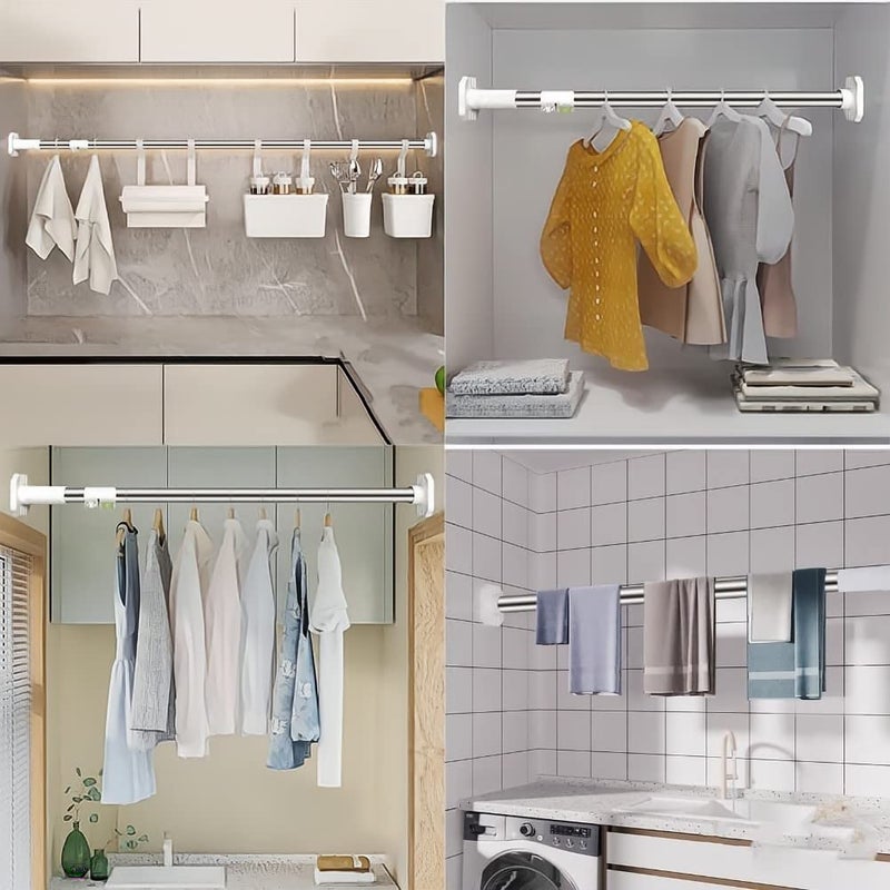 Adjustable Tension Shower Curtain Rod 92 130cm Rust Proof For Bathroom Kitchen Wardrobe - Image 5