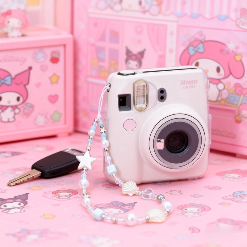 TERRIFI Phone Charm Strap, Beaded Phone Wrist Lanyard Cute Pearl Chain for Smartphone Case Keychain, Anti Drop Hand Strap Compatible with iPhone Samsung Phone Case for Women Girls Silver Black Star - Image 4