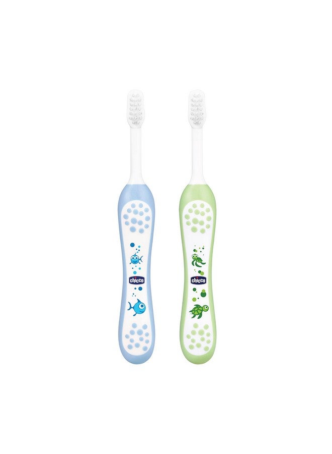 Chicco Kid Manual Toothbrush Set Blue + Green 6M-36M - Image 1